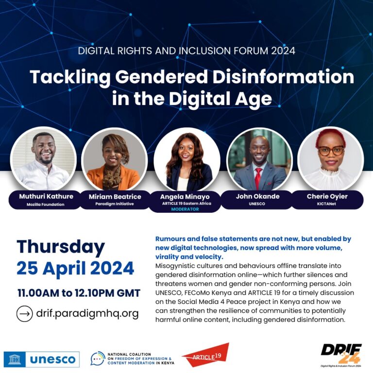 Tackling Gendered Disinformation in the Digital Age: FECoMo Kenya Leads Panel Discussion at DRIF24 in Ghana